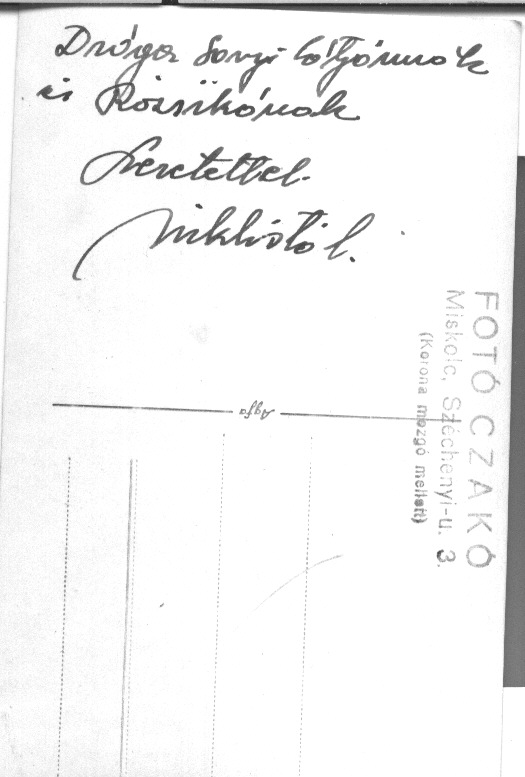 Miklos Postcard, back